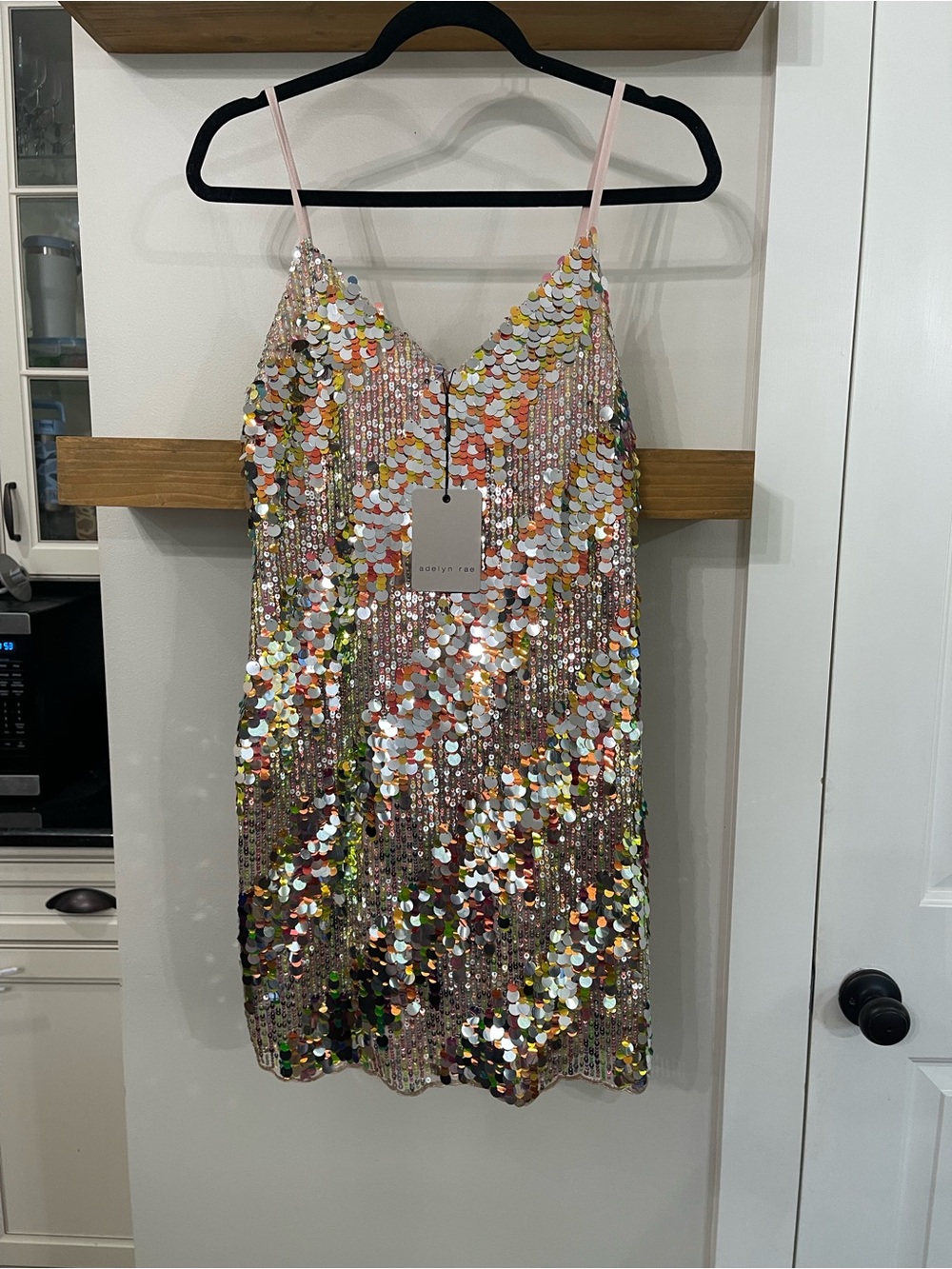 Adelyn Rae Pink Iridescent Sequin Slip Dress